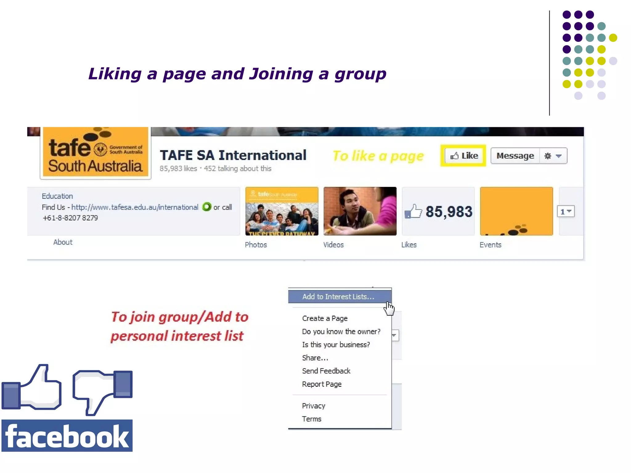 Liking a page and Joining a group
 
