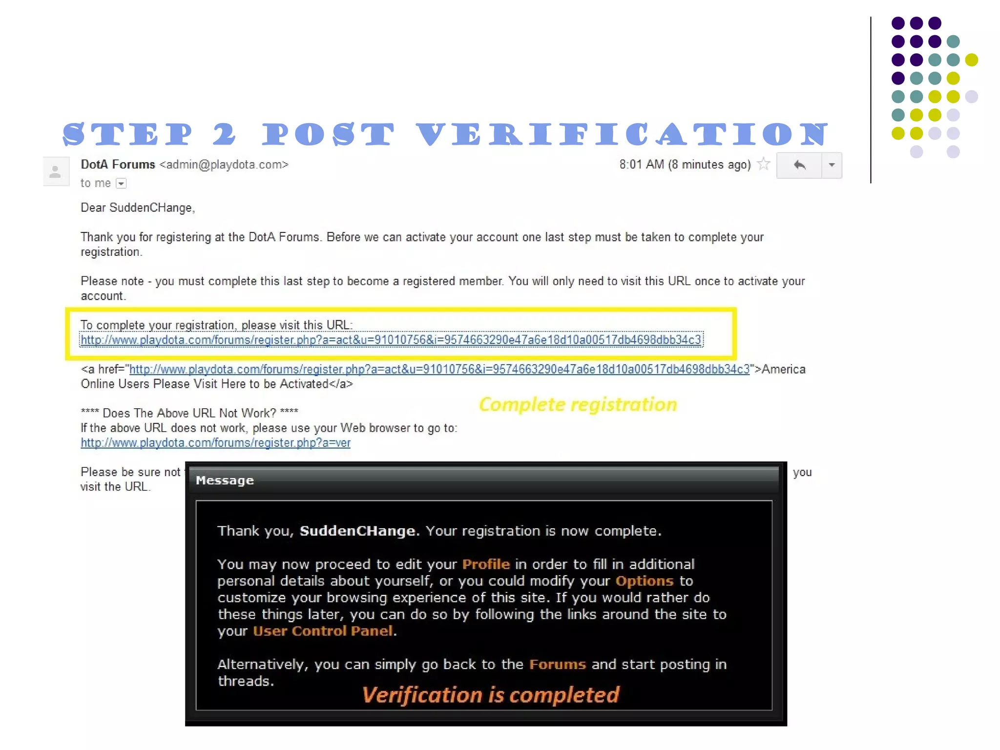 Step 2 Post Verification
 