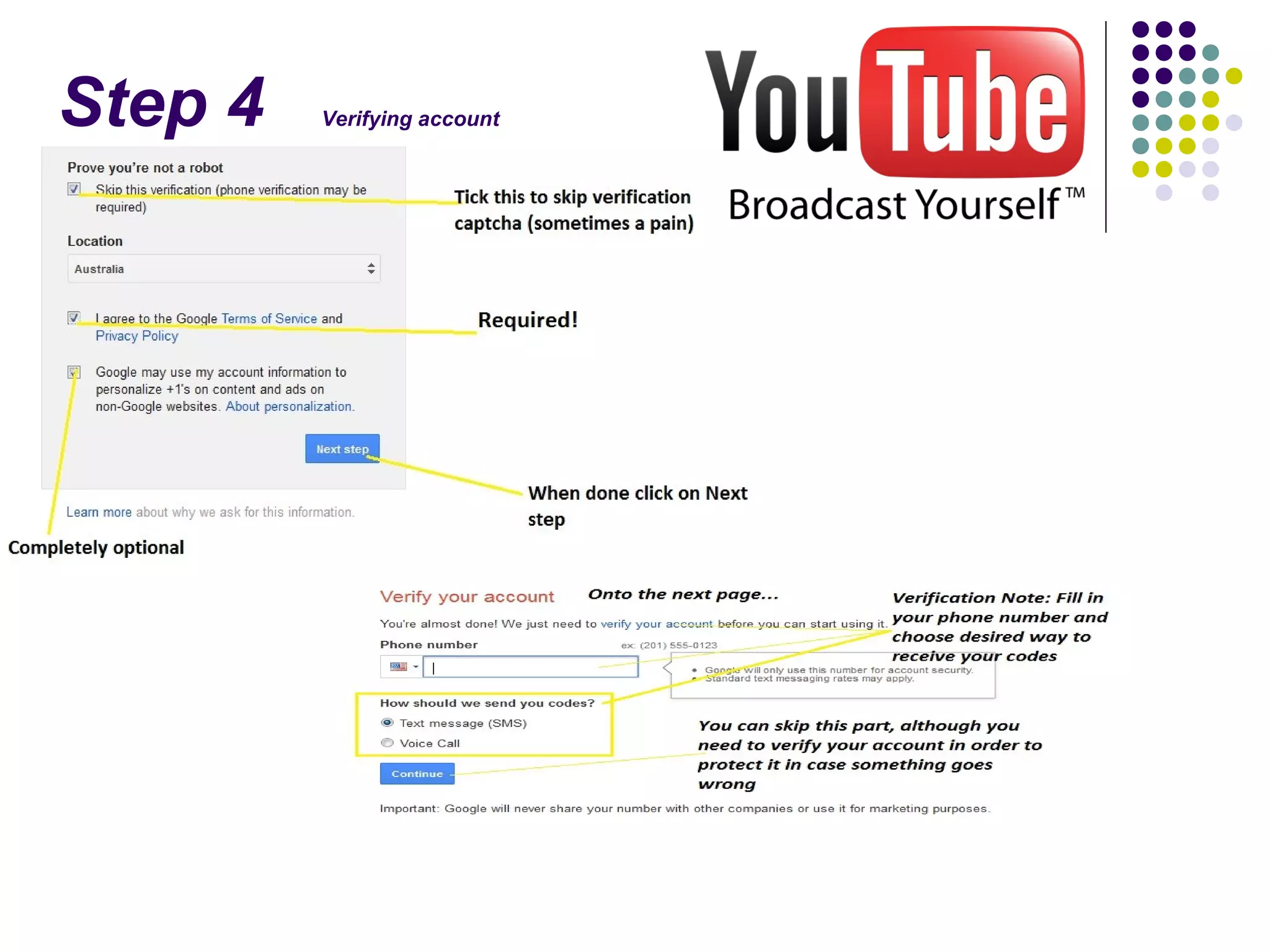 Step 4   Verifying account
 
