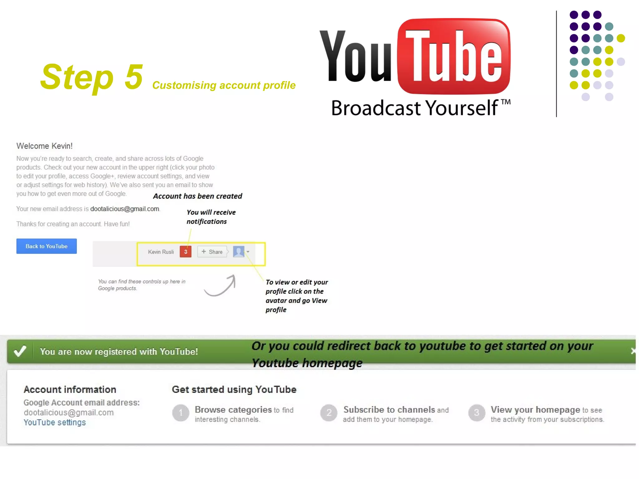 Step 5   Customising account profile
 