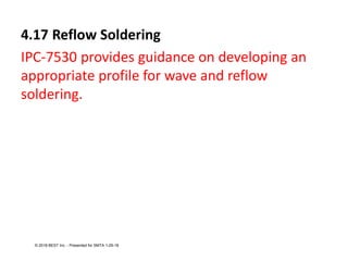 4.17 Reflow Soldering
IPC-7530 provides guidance on developing an
appropriate profile for wave and reflow
soldering.
© 201...