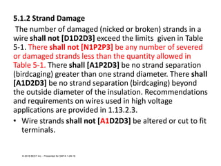 5.1.2 Strand Damage
The number of damaged (nicked or broken) strands in a
wire shall not [D1D2D3] exceed the limits given ...