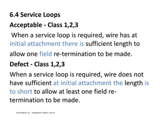 6.4 Service Loops
Acceptable - Class 1,2,3
When a service loop is required, wire has at
initial attachment there is suffic...