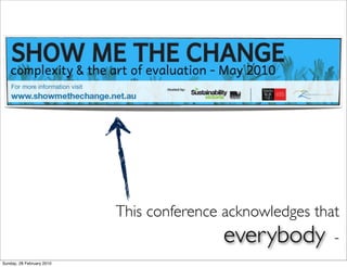This conference acknowledges that
                                          everybody        -
Sunday, 28 February 2010
 