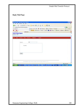 Simple Mail Transfer Protocol
Reply Mail Page:
Narayana Engineering College -NLR 100
 