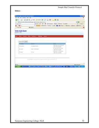 Simple Mail Transfer Protocol
Inbox:
Narayana Engineering College -NLR 92
 