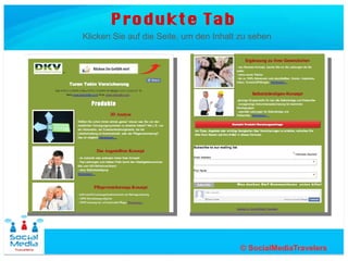 Tabs um für Ihre Produkte und Ihre
         Firma zu werben
   Klicken Sie auf die Seite, um den Inhalt zu sehen
 