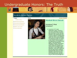 Undergraduate Honors: The Truth
 