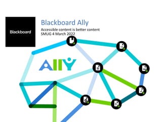 Blackboard Ally
Accessible content is better content
SMUG 4 March 2022
 