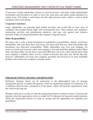 Strategic Management Unit 1 notes | PDF