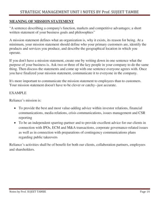 Strategic Management Unit 1 notes | PDF
