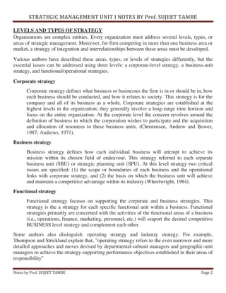 Strategic Management Unit 1 notes | PDF