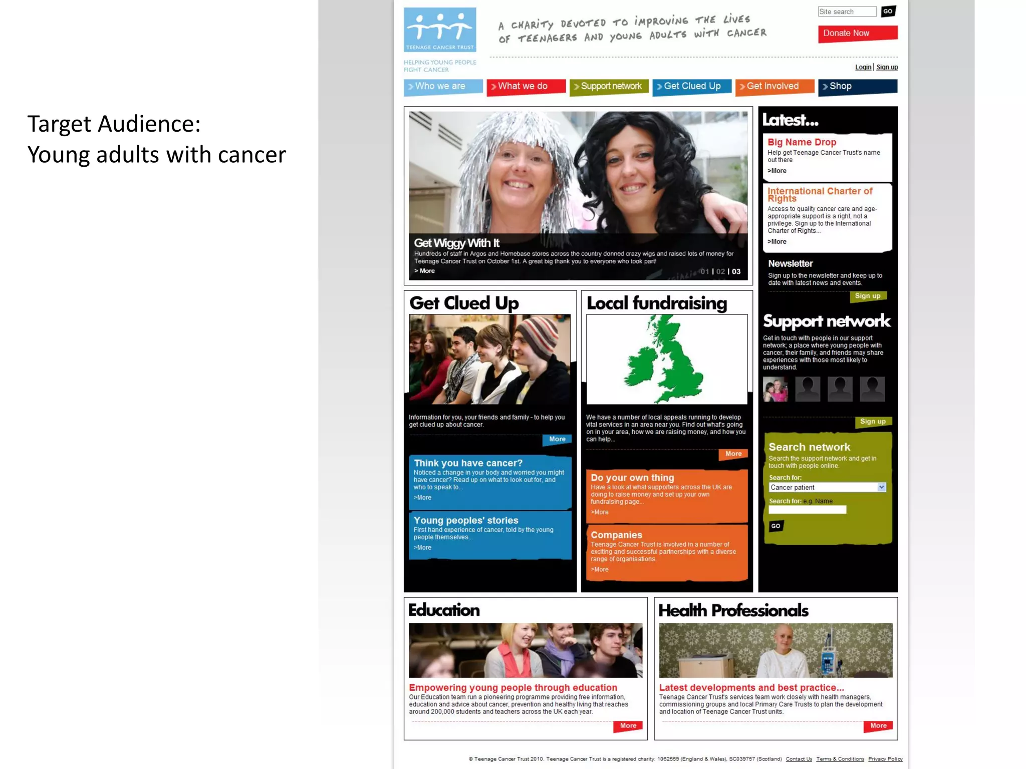 Target Audience:
Young adults with cancer
 