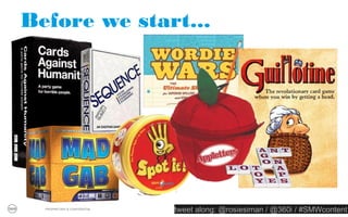 BTW, we’re hiring!
INFLUENCER MARKETING                    ACCOUNT TEAM                 INTERNSHIPS!
     Social Publicist               DIGITAL Account Supervisor      HR ASSIsTANTS!
                                         Account Executive
          MEDIA                         Account Supervisor         TECH DIRECTORS!


careers.360i.com
    Media Supervisor                                                  DEVELOPERS!
     Media Manager
                                          CONTENT                     PRODUCERS
                                      Associate Copywriter        Senior Digital Producer
STRATEGY AND INSIGHTS                  Senior Copywriter          Production Coordinator
    VP Strategy Director
                                     Associate Art/Copy Team
   Manager, Insights AND                                                   SEO
                                   Content/Community Manager
          Planning                                                     SEO Manager
      PROPRIETARY & CONFIDENTIAL
                                               tweet along: @rosiesiman / @360i / #SMWcontent
                                                                                            5
 