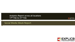 POWERED BY

Analytics Report across all locations
17th Feb to 21st Feb

Social Media Week Report

POWERED BY

 
