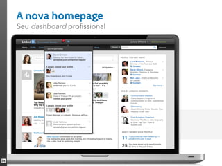 A nova homepage
Seu dashboard profissional
 