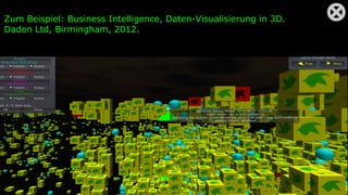 Zum Beispiel: Business Intelligence, Daten-Visualisierung in 3D.
Daden Ltd, Birmingham, 2012.
 
