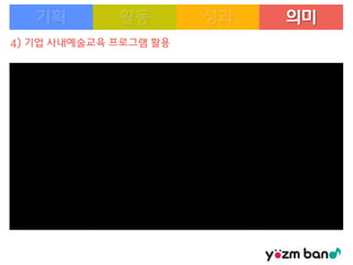 의미
4) 기업 사내예술교육 프로그램 활용

 