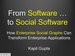From Software …
to Social Software
How Enterprise Social Graphs Can
Transform Enterprise Applications
Kapil Gupta
 