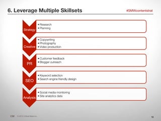 6. Leverage Multiple Skillsets
                                                     #SMWcontentstrat



                  ...
