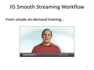 IIS Smooth Streaming Workflow 
From simple on-demand training… 
28 
 