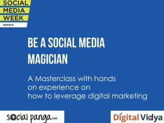 BE A SOCIAL MEDIA
MAGICIAN
A Masterclass with hands
on experience on
how to leverage digital marketing
 