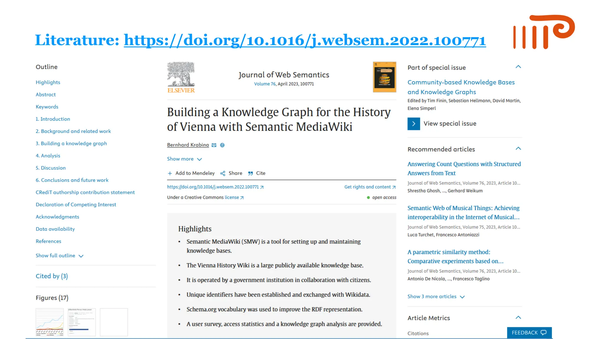 Literature: https://doi.org/10.1016/j.websem.2022.100771
 