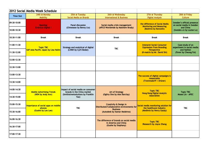 social media schedule