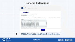 #SMX #15A @bill_slawski
Schema Extensions
I https://www.gs1.org/1/smart-search-demo/
 