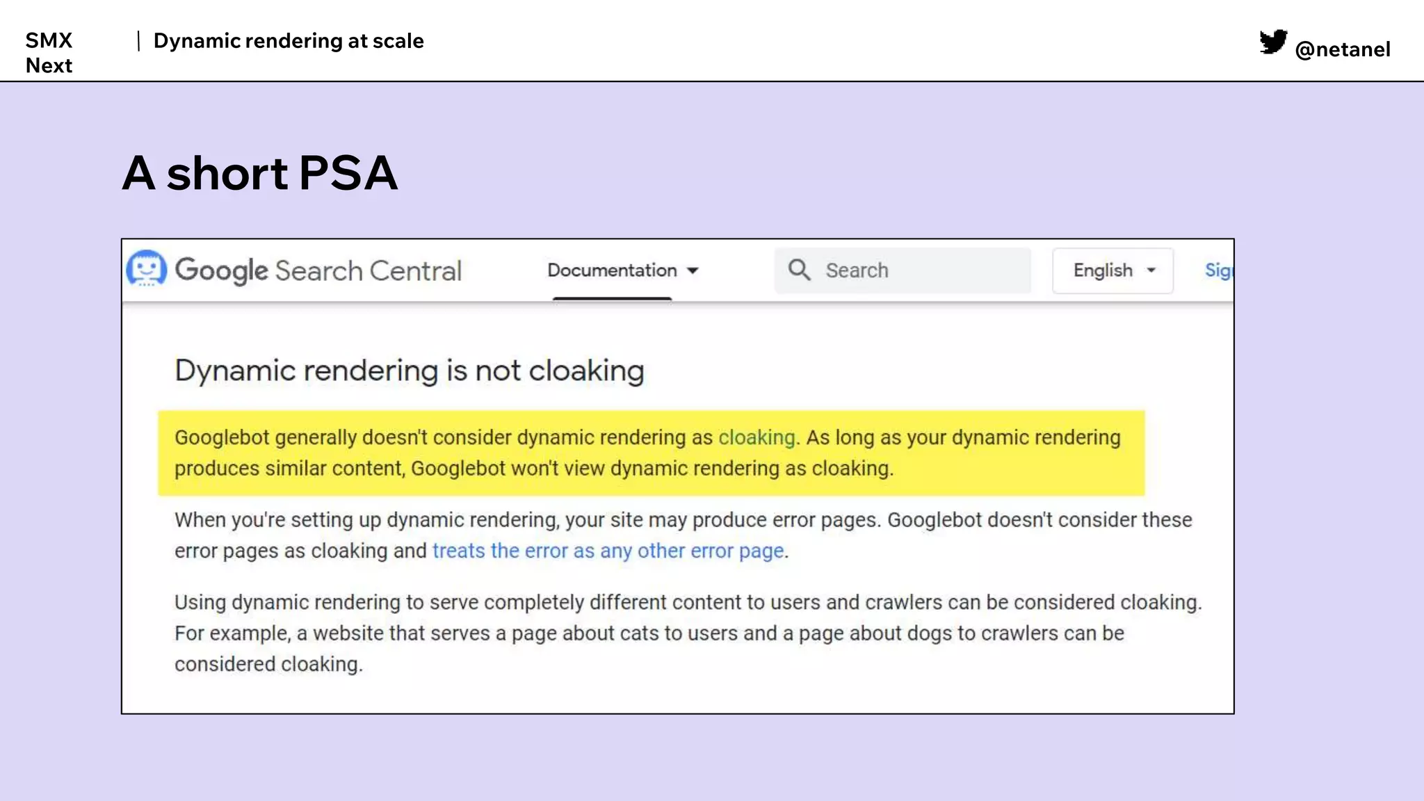 @netanel
Dynamic rendering at scale
SMX
Next
A short PSA
 