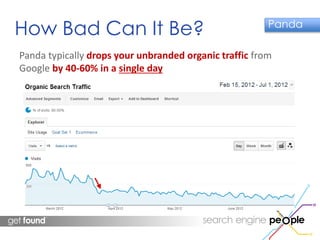 How Bad Can It Be? Panda 
Panda typically drops your unbranded organic traffic from 
Google by 40-60% in a single day 
 