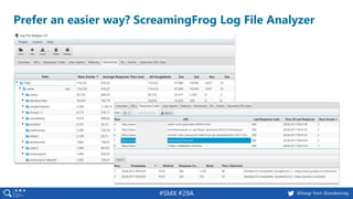 42 @peakaceag pa.ag@basgr from @peakaceag#SMX #29A
Prefer an easier way? ScreamingFrog Log File Analyzer
 