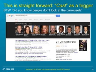 This is straight forward: “Cast” as a trigger 
BTW: Did you know people don’t look at the carrousel? 
23 
Mediative’s 2014...
