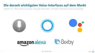 7 pa.ag@peakaceag
Die derzeit wichtigsten Voice-Interfaces auf dem Markt
Apple Siri, Microsoft Cortana, Google Assistant, Amazon Alexa & Samsung Bixby
 