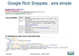 Google Rich Snippets : avis simple


Les propriétés




Le balisage du code source (microformats)




7 juin 2011         ...