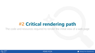 #SMX #32A @basgr from @peakaceag
The code and resources required to render the initial view of a web page
#2 Critical rendering path
 