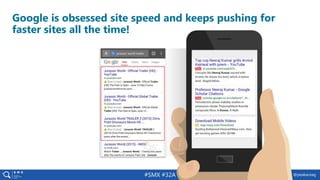 #SMX #32A @basgr from @peakaceag
Google is obsessed site speed and keeps pushing for
faster sites all the time!
 
