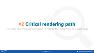 #SMX #32A @basgr from @peakaceag
The code and resources required to render the initial view of a web page
#2 Critical rend...