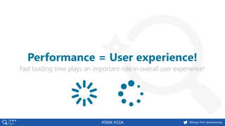 #SMX #32A @basgr from @peakaceag
Fast loading time plays an important role in overall user experience!
Performance = User ...