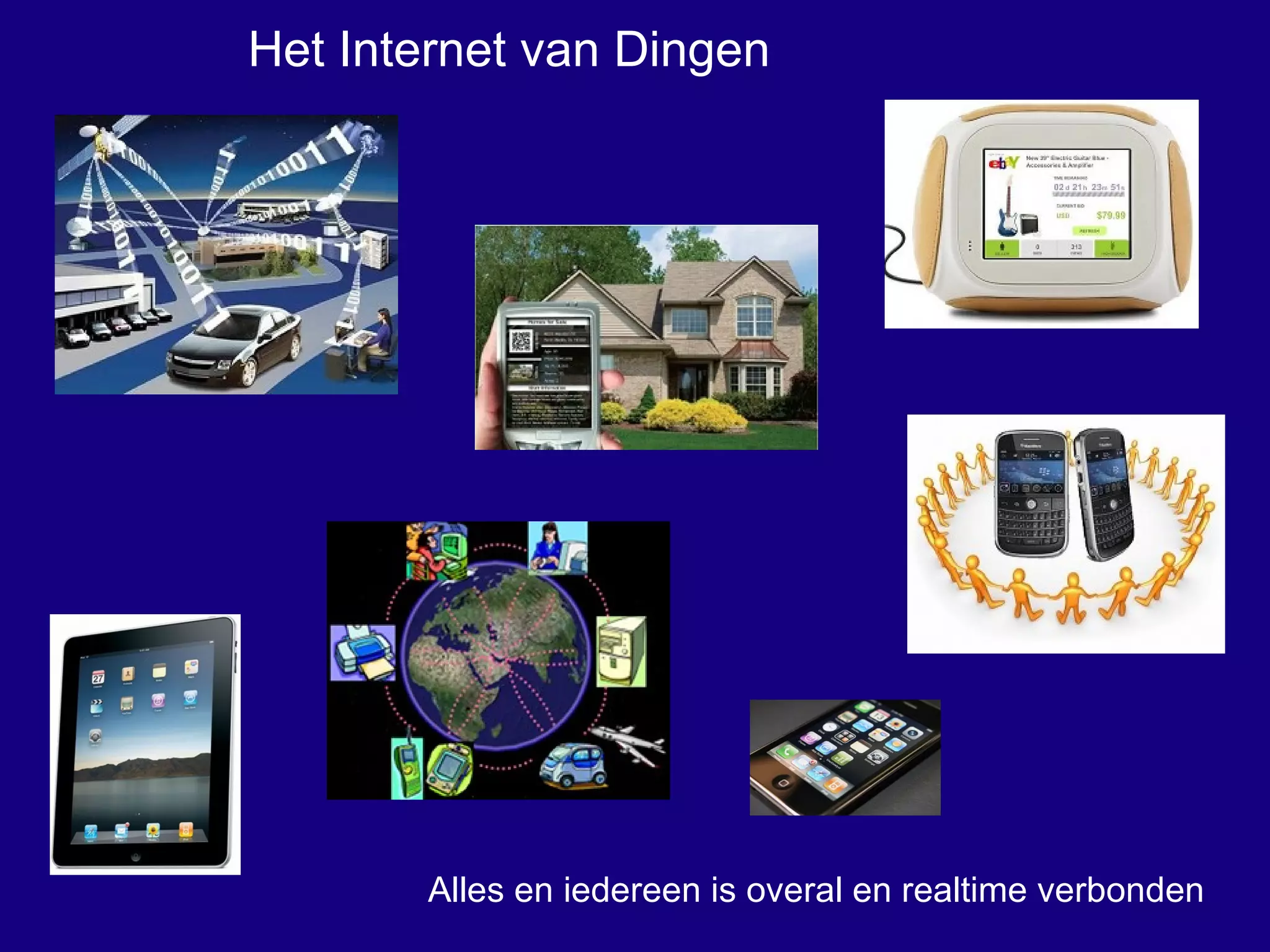 Alles en iedereen is overal en realtime verbonden Het Internet van Dingen 