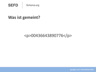 SEFD
google.com/+DanielHerndler
Schema.org
<p>00436643890776</p>
Was ist gemeint?
 