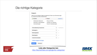 Die richtige Kategorie
Liste aller Kategorien bei:  
http://blumenthals.com/google-lbc-categories/
 
