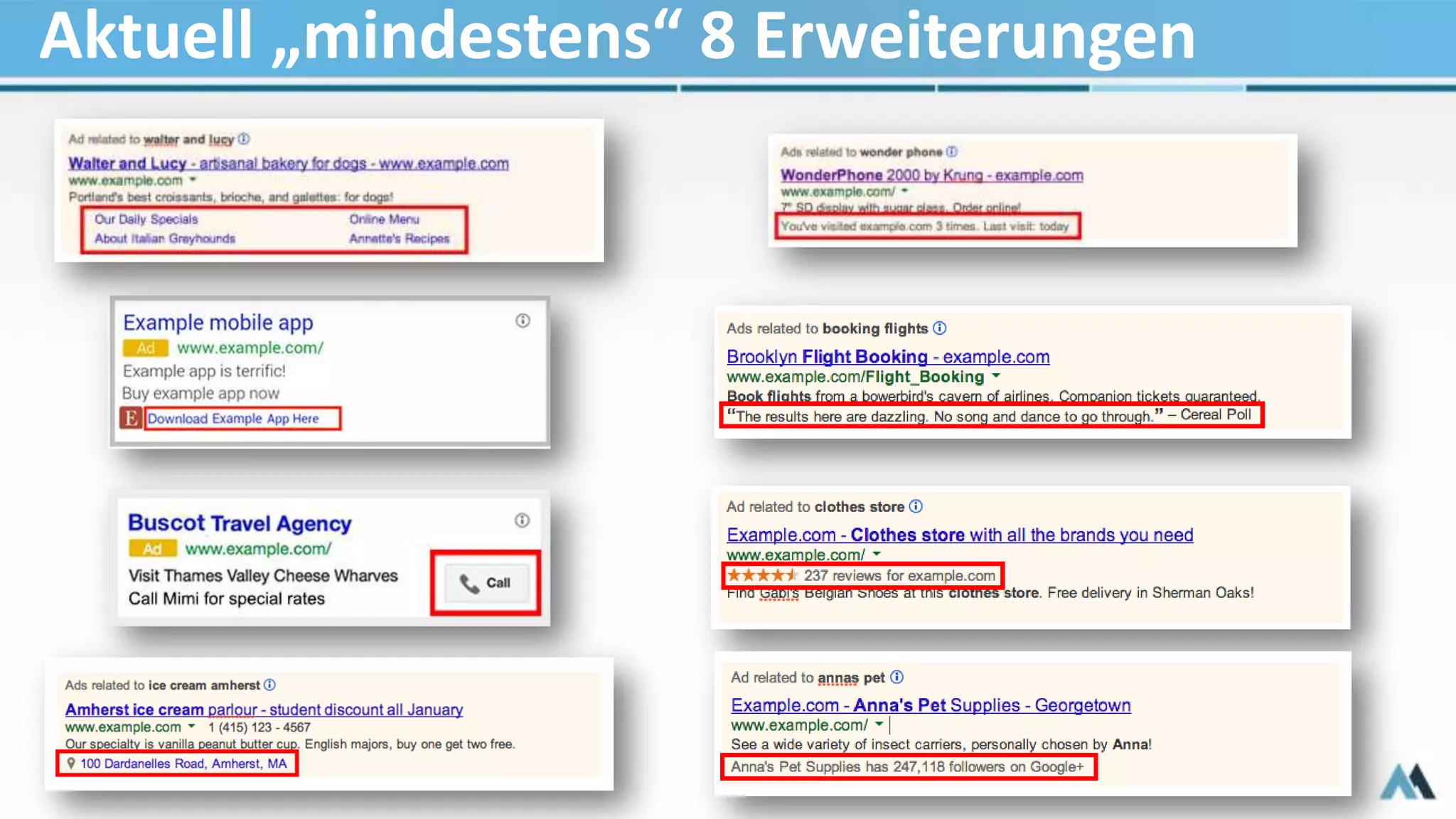 Aktuell „mindestens“ 8 Erweiterungen
 