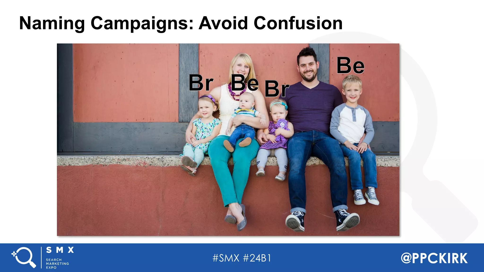 #SMX #24B1 @PPCKIRK
Naming Campaigns: Avoid Confusion
 