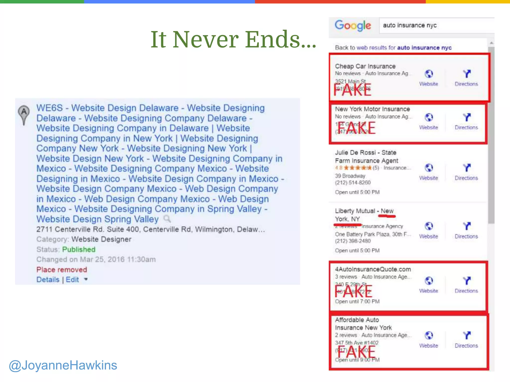 It Never Ends...
@JoyanneHawkins
 