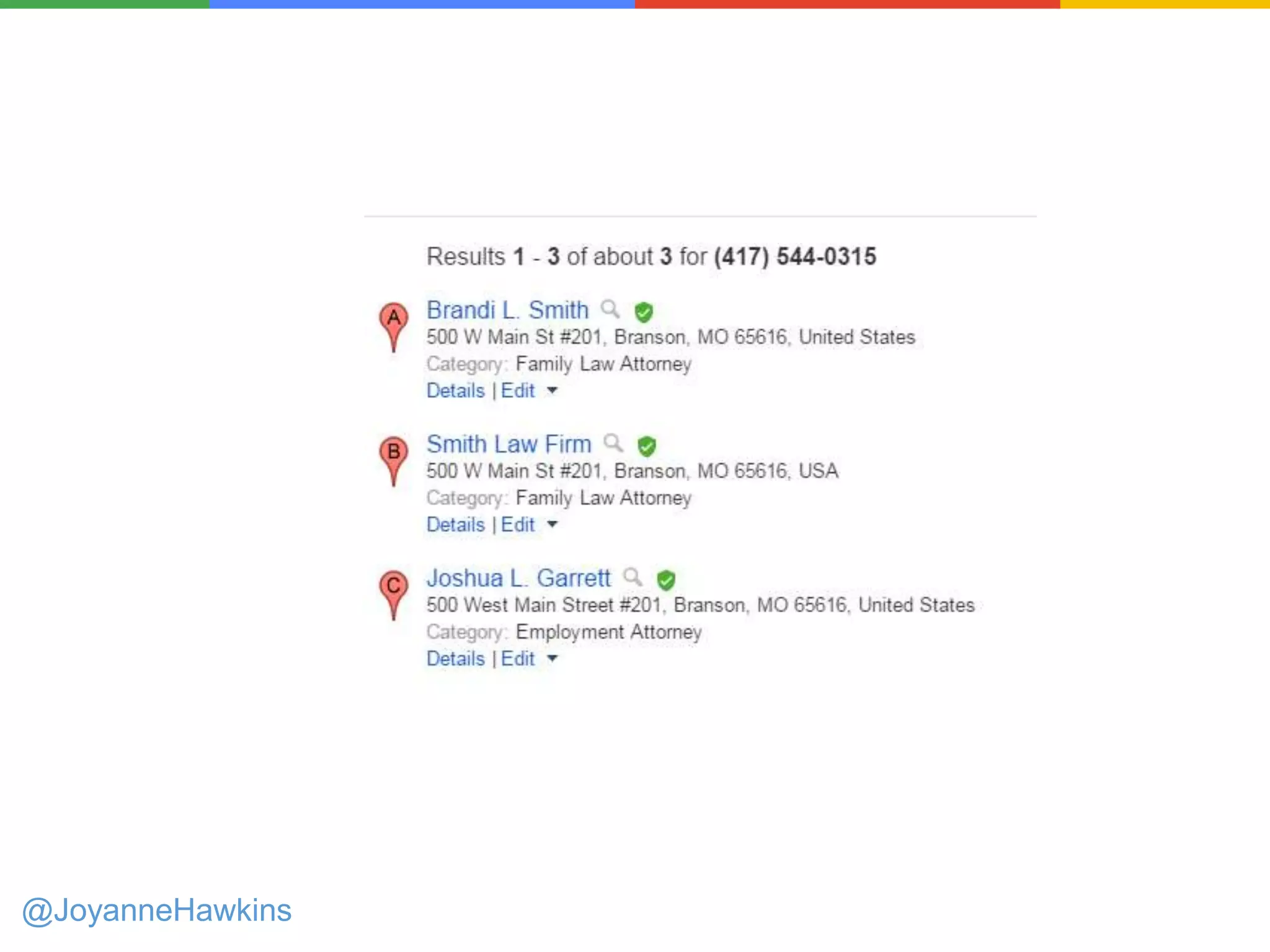 Presenter Name : Company Name : Twitter Handle
@JoyanneHawkins
 