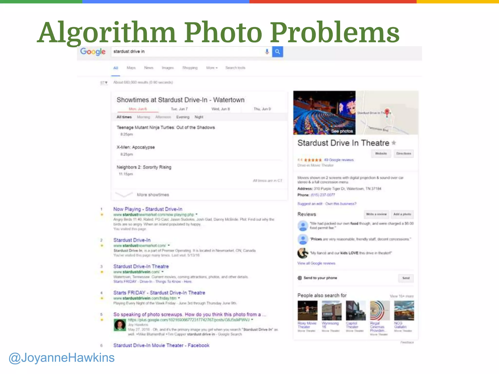 Algorithm Photo Problems
@JoyanneHawkins
 