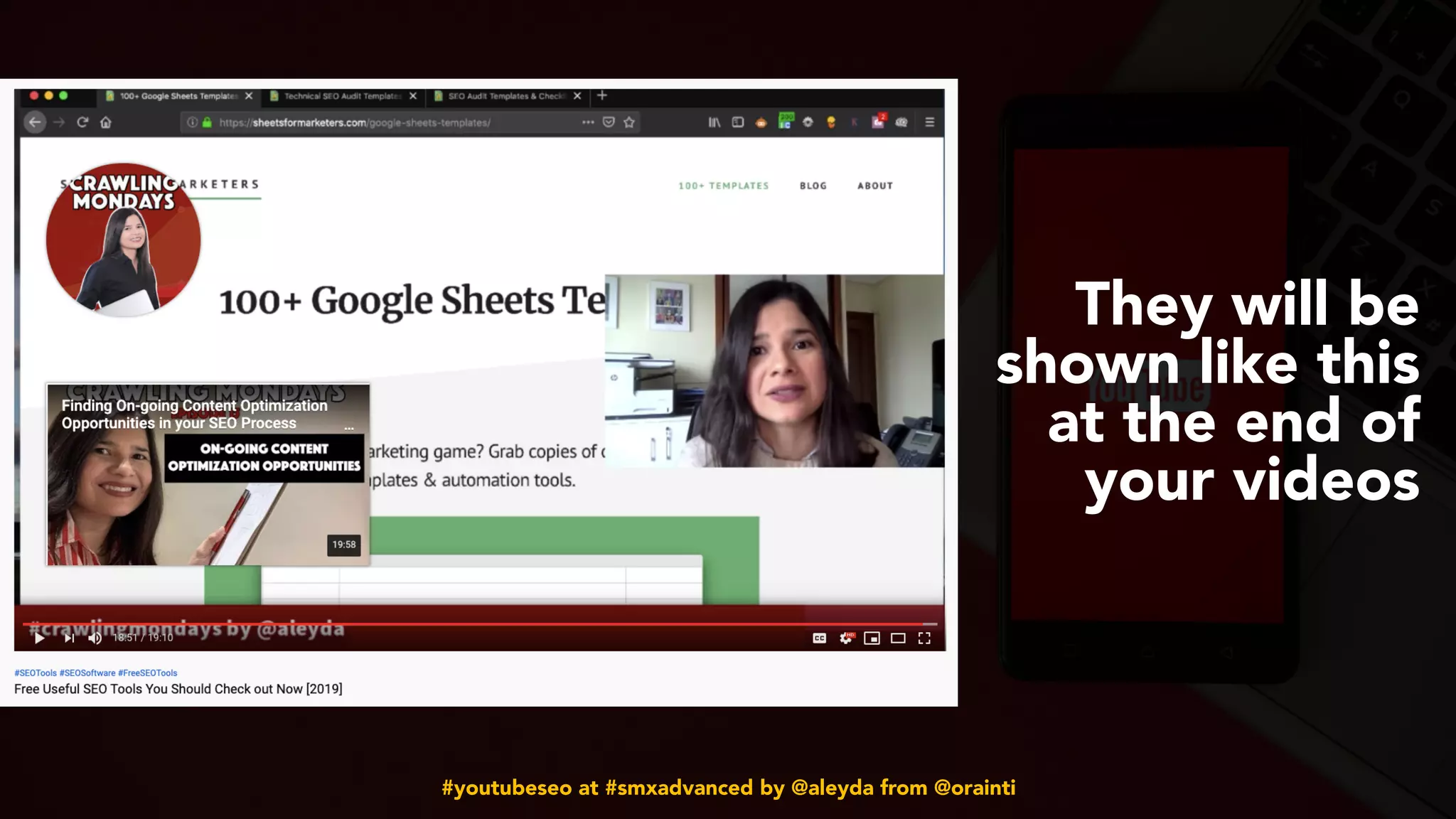 #youtubeseo at #smxadvanced by @aleyda from @orainti
They will be
shown like this
at the end of
your videos
 