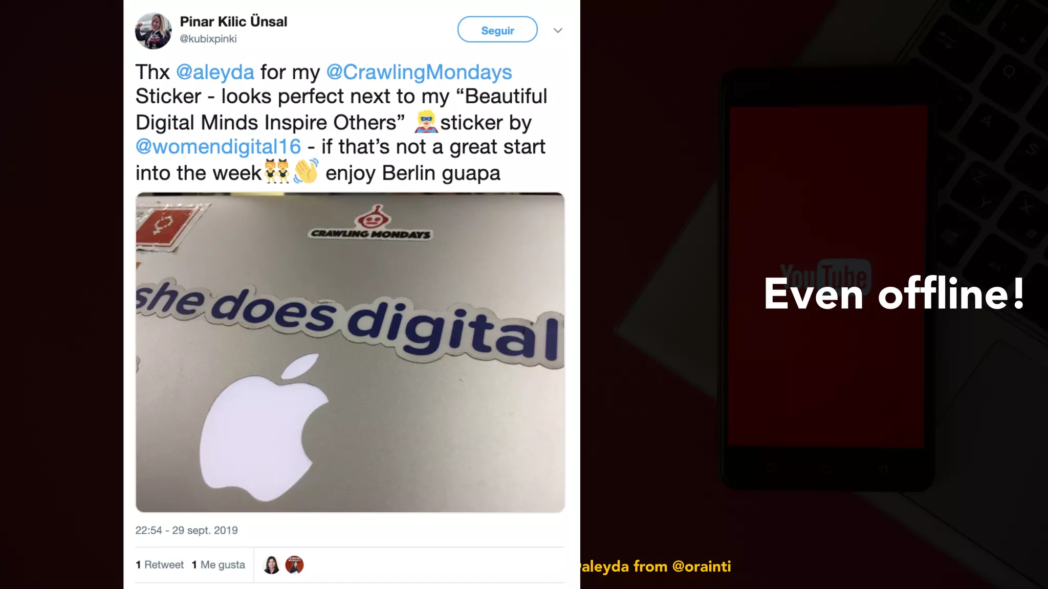 #youtubeseo at #smxadvanced by @aleyda from @orainti
Even ofﬂine!
 
