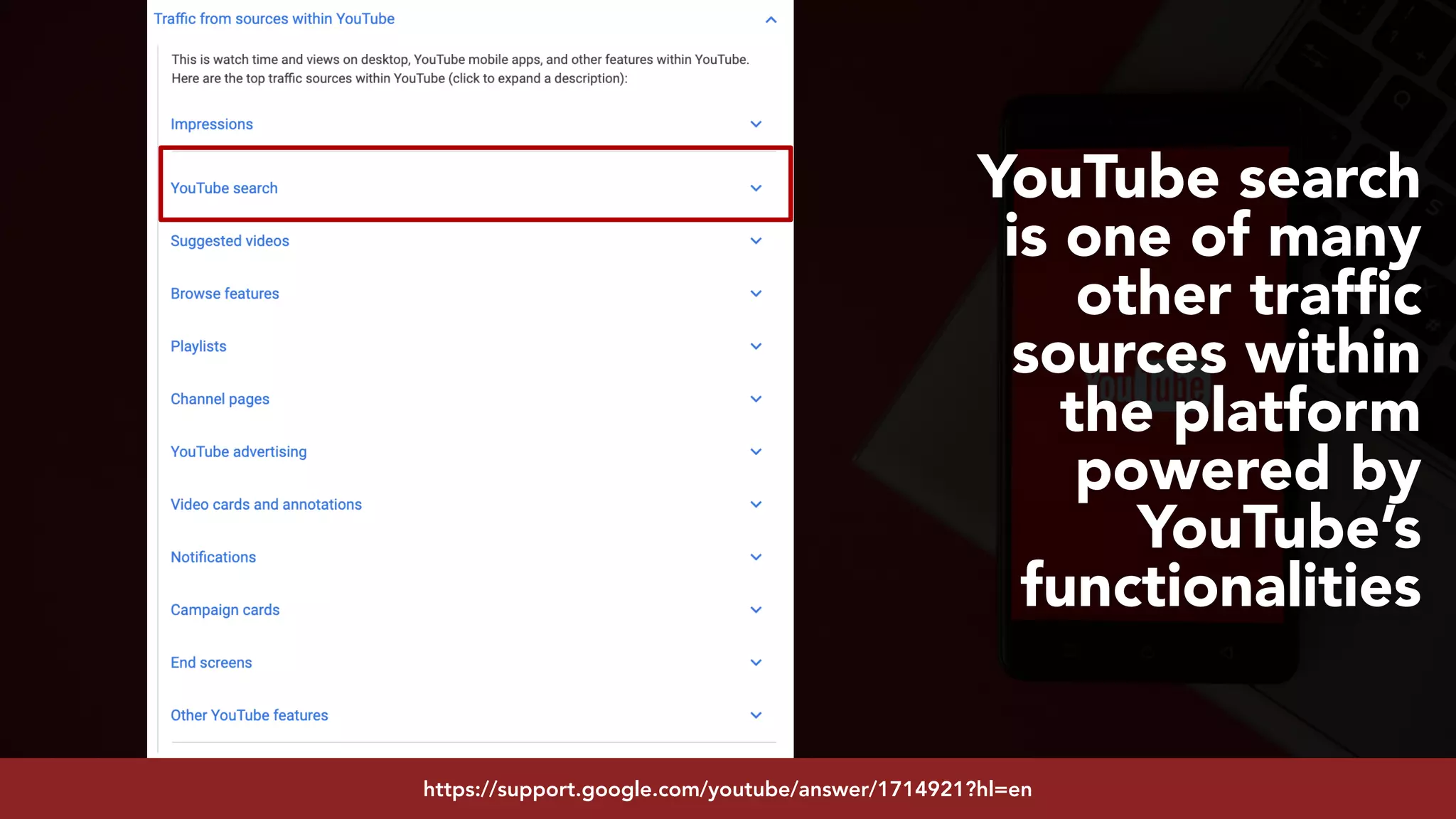 #youtubeseo at #smxadvanced by @aleyda from @orainti
YouTube search
is one of many
other trafﬁc
sources within
the platform
powered by
YouTube’s
functionalities
https://support.google.com/youtube/answer/1714921?hl=en
 